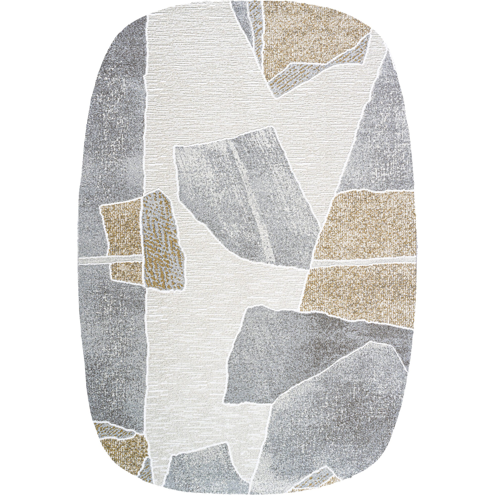 Milano Pebble Shape 46038 6191 Abstract Rug In Beige Grey